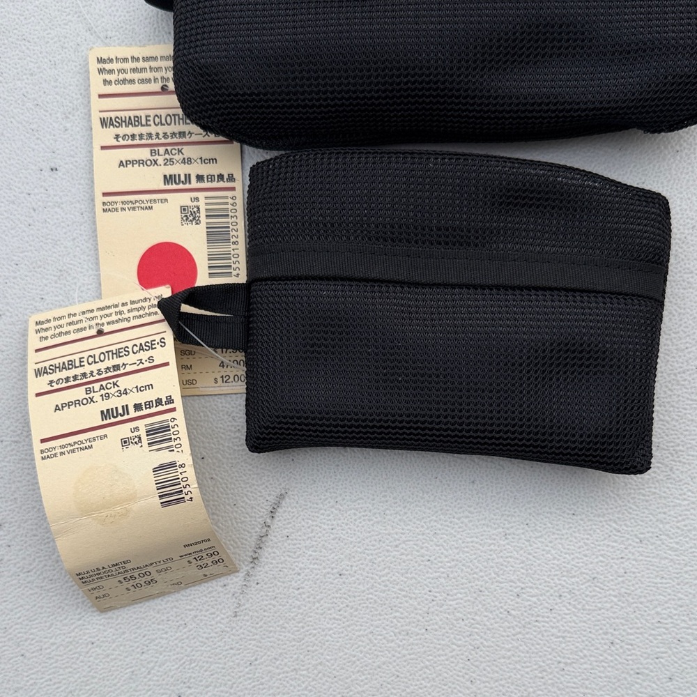 Muji Black Mesh Pouches Set of 6 - Picture 4 of 7